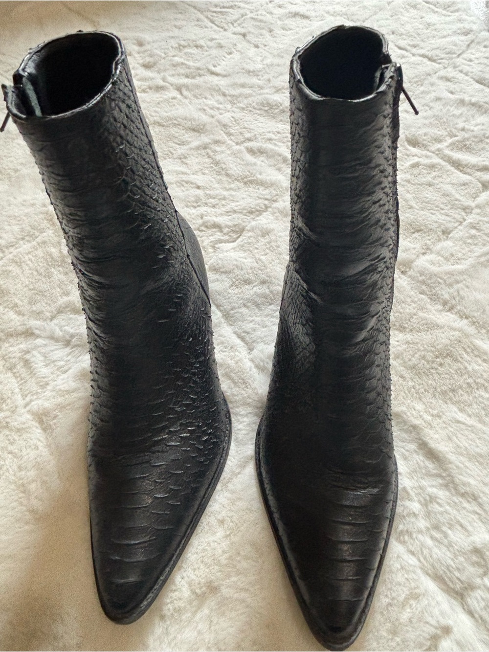 Matisse Caty Black Textured Pointed-Toe Ankle Boots - Picture 2 of 13